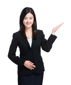 亚洲业务女人张开的手的手掌