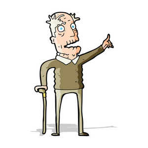 手杖的卡通小老头照片