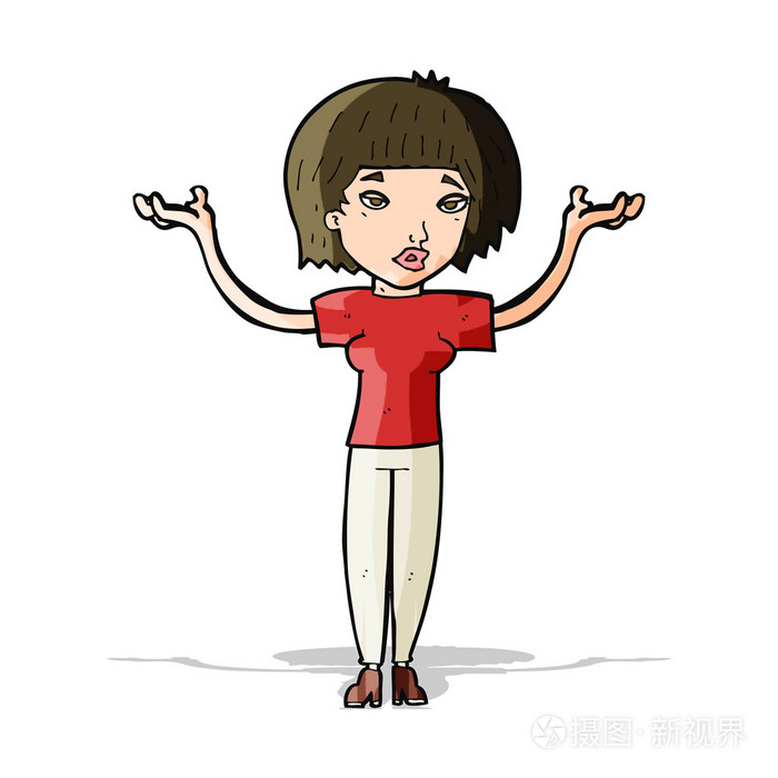 卡通女人耸耸肩膀