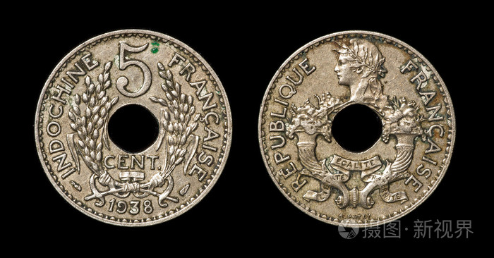 5生丁的古色古香的硬币