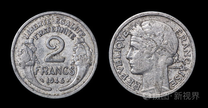 古色古香的2法郎的硬币