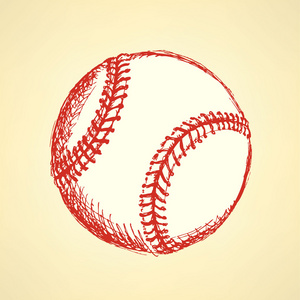 素描可爱棒球球，矢量背景