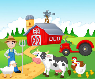 农夫在农场里工作照片