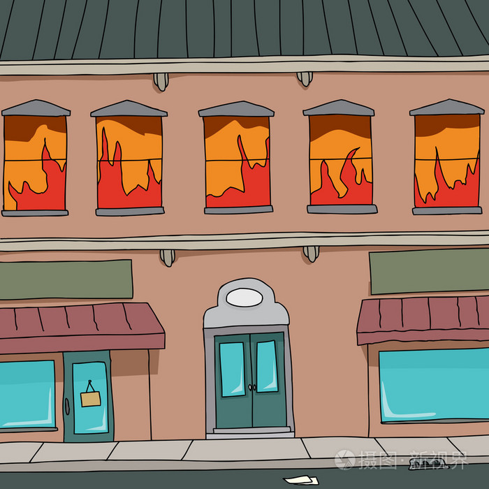 建筑火灾插画-正版商用图片1g5trp-摄图新视界