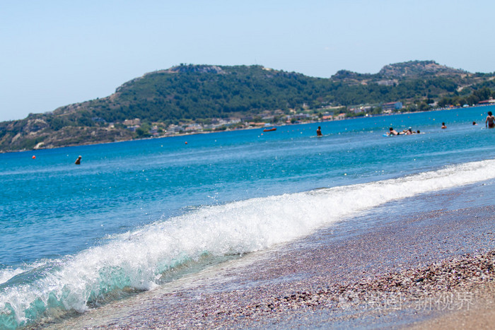 惊人的海滨海湾蓝色海岸背景