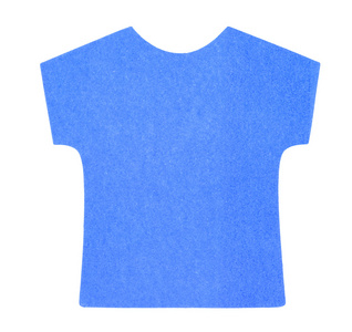 平蓝色 t 恤的粘滞便笺，孤立的白色背景上
