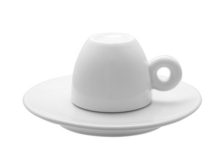 意式咖啡的白色古典 30 毫升与白碟杯