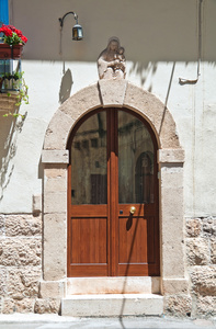 木制的门。altamura。普利亚大区。意大利