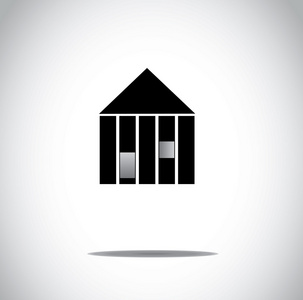 简单的黑色家房子图标符号与窗户和门