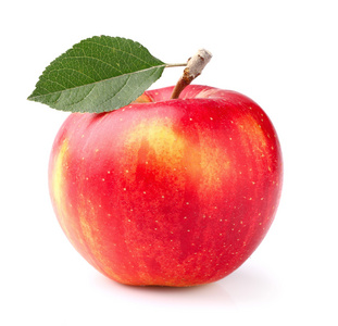 一个熟透的苹果与叶