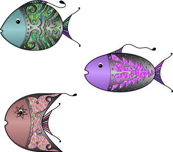 三种鱼有美丽的装饰