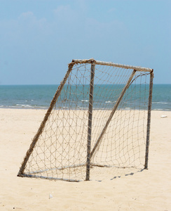 海的海滩砂足球目标