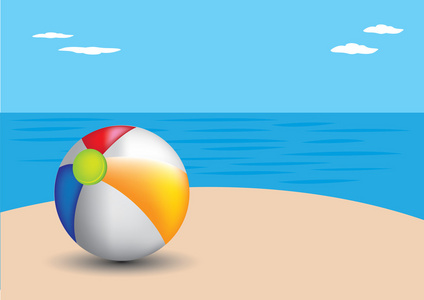 在海滩上的沙滩球