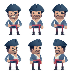 海盗角色在不同的姿势一套