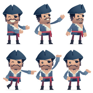海盗角色在不同的姿势一套