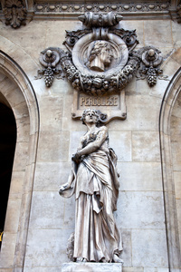 巴黎。雕塑和高浮雕正面上的歌剧 garnie