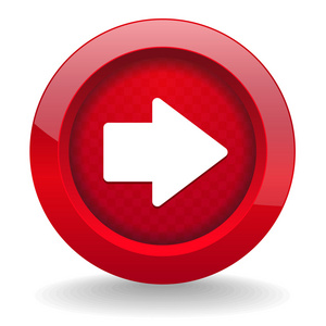 跳转按钮红色的圆形按钮,带有箭头图标照片