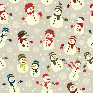 无缝模式与圣诞 snowmans