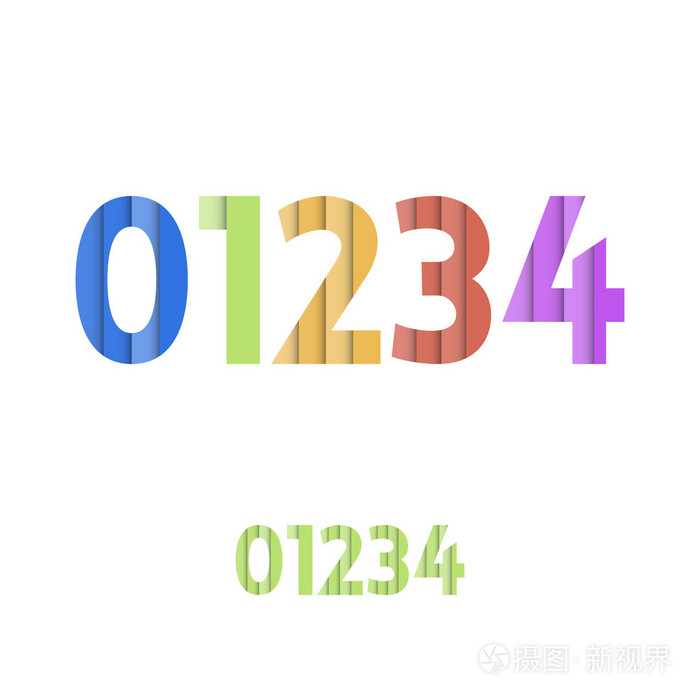 0 1 2 3 4-彩色分层现代字体