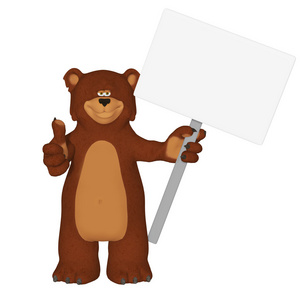 可爱回力卡通 3d 熊与空白的标志