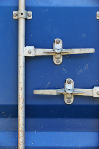 蓝色货物货运集装箱海运 集装箱门锁