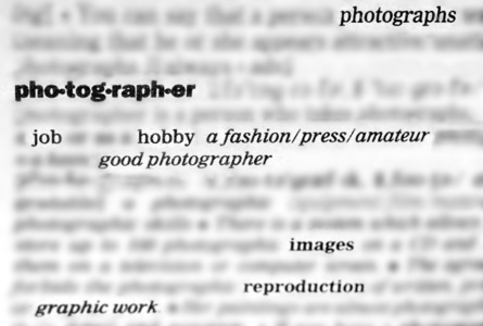 字典中的单词和短语与有关的摄影