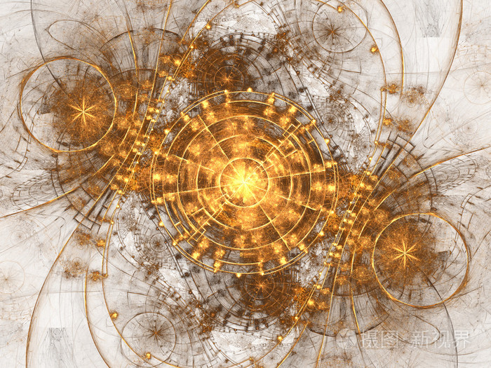 金分形时间机器,数码艺术作品的平面创意设计