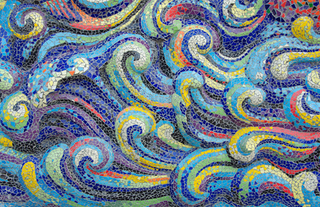马赛克瓷砖波的多姿多彩的背景