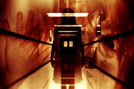 可怕的恐怖医院走廊照片