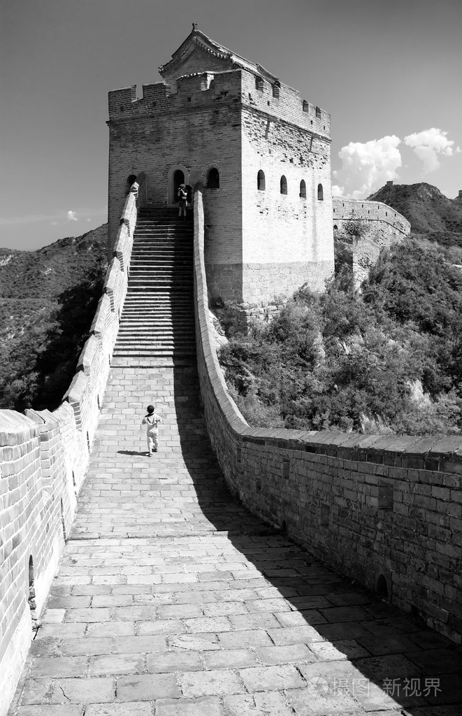 长城中国的黑白视图