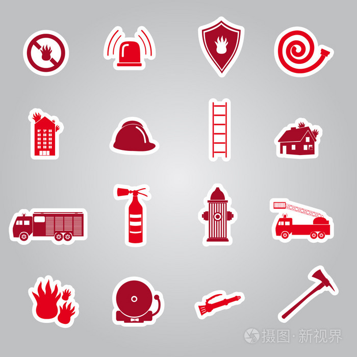 消防队贴纸设置eps10