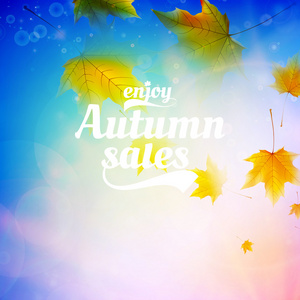 秋天出售现实叶子排版海报