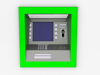 atm 在孤立的白色背景中的视图