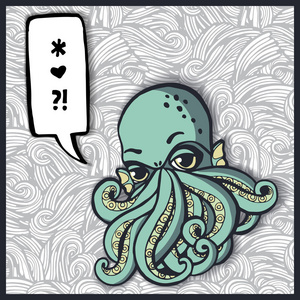 卡通海怪可爱的氨游泳.