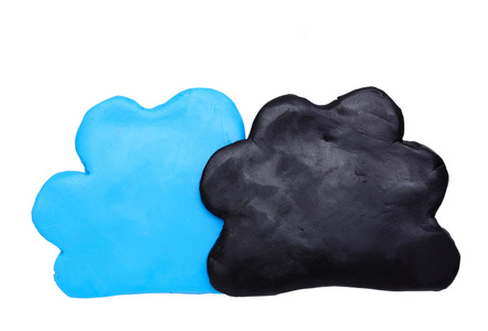 白色背景上的黑色的云天气预报图标符号橡皮泥粘土