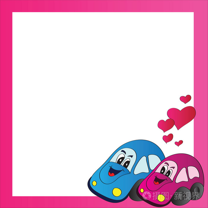 明亮的矢量帧爱汽车