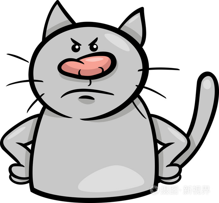 心情只愤怒的猫卡通插图