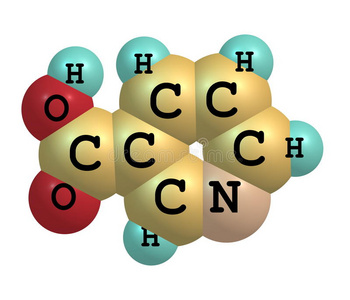 白色背景下烟酸b3的分子结构