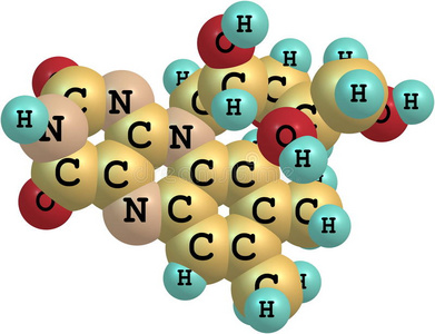 白色背景下核黄素b2的分子结构