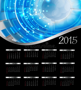 矢量图。2015年新年日历