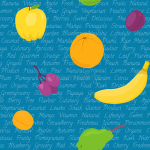 水果和文字的无缝图案