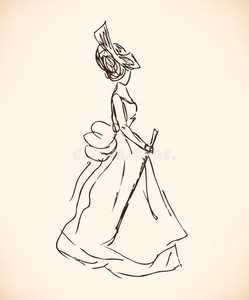 卡通 古董 插图 衣服 时尚 古典的 连衣裙 美丽的 聚会