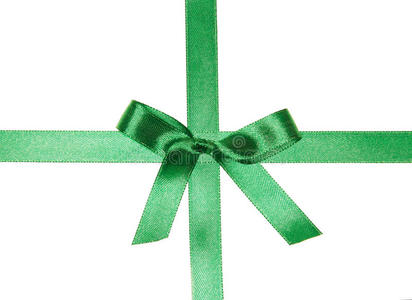 蝴蝶结绿丝带照片