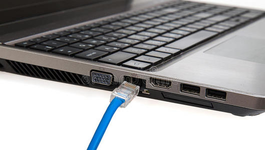 网线连接互联网网线连接到笔记本电脑照片