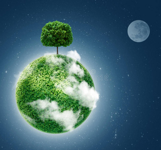 绿色星球。生态学概念。