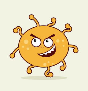 细菌特征否认隔离图标设计微生物带温度计的小冠状病毒女孩和卡通风格