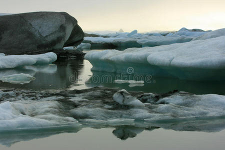 冰岛约库萨尔湖的冰山