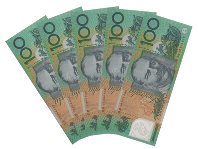 五张澳大利亚100美元纸币