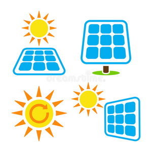 太阳能电池板EcoEergy图标集