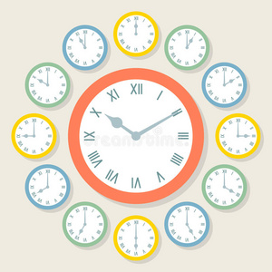 罗马数字时钟复古矢量罗马数字时钟显示所有12小时照片